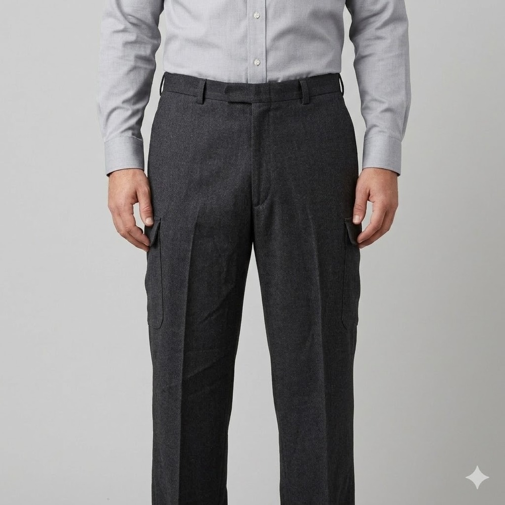 Stafford Classic Fit Wool Blend Dress Trousers Dark Gray 42 x‎ 32